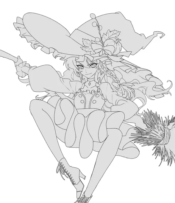 滅多に自分の事褒めないから滅多に言わないんだけど魔理沙可愛く描けた 