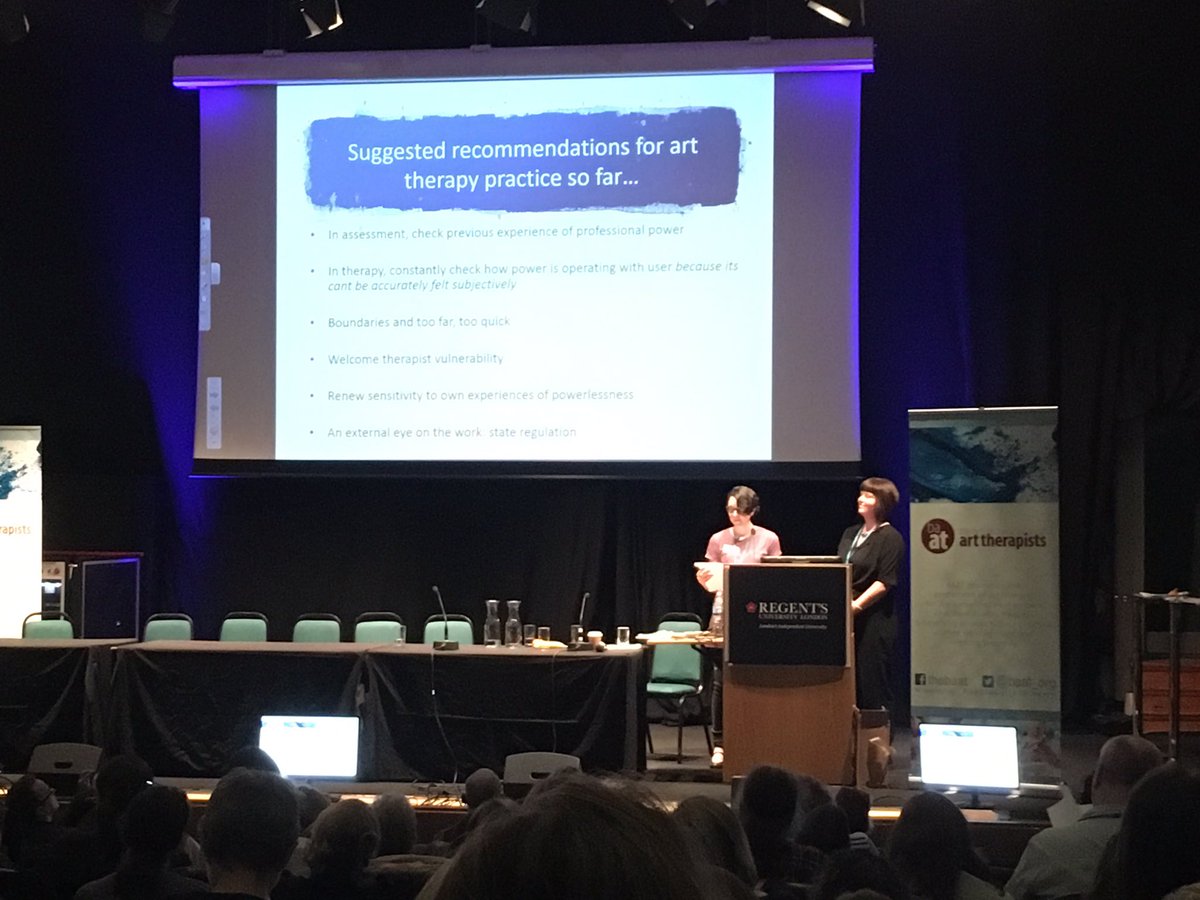 baat_org's tweet photo. Fascinating presentation by Nicki Mills and Alex McDonald on service users’ views of the recent study ‘Power dynamics and boundary violation in art therapy’ by Dr Val Huet &amp; Dr Neil Springham #AttachmentArts #IjatInscape https://t.co/Qgtf5a98AS