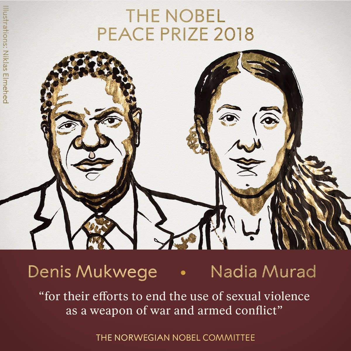 Quartet4D's tweet photo. The Quartet 4 Development congratulates Denis Mukwege and Nadia Murad – true gender champions – who will be given the #NobelPeacePrize as a result of their lifelong efforts to put an to end the use of sexual violence as a weapon in war! #TimeIsNow #NobelPrize https://t.co/JS4WOn0doE