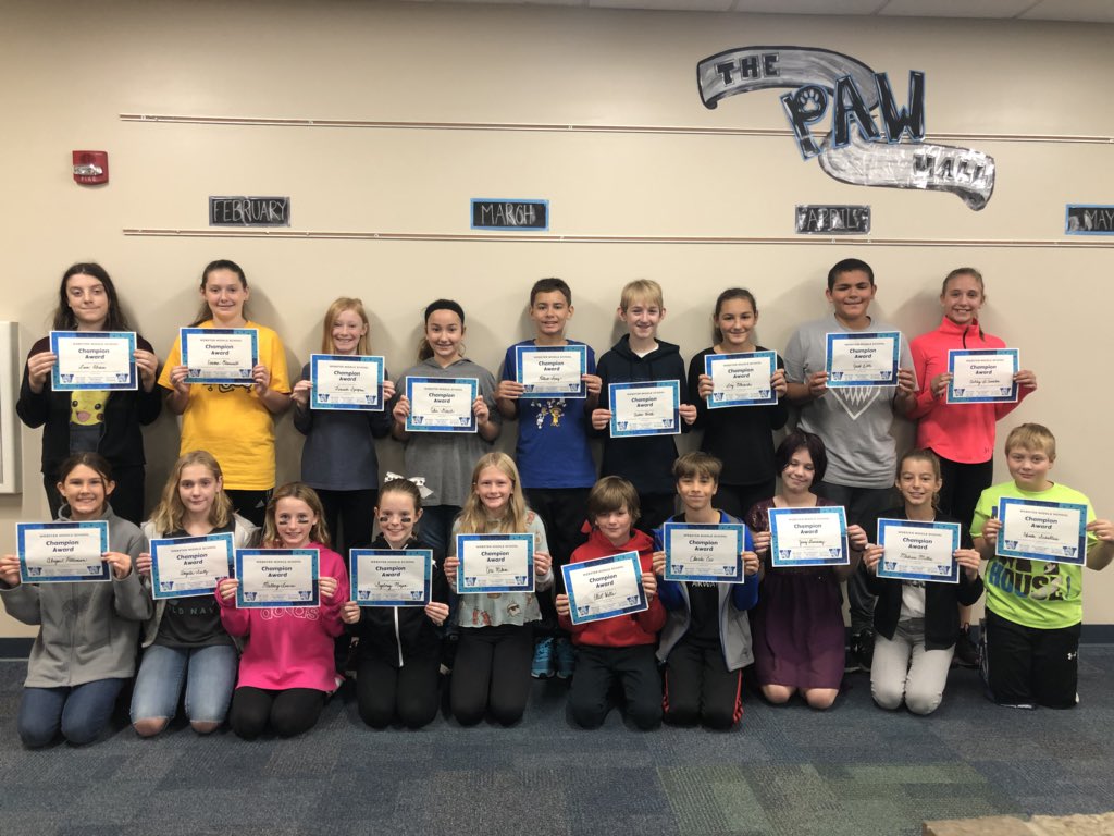 MrJuzwikWMS's tweet photo. Our first round of 6th grade champions for the 18-19 school year. Awesome job 6th Grade. #wearewms https://t.co/xSUzW4oBGh