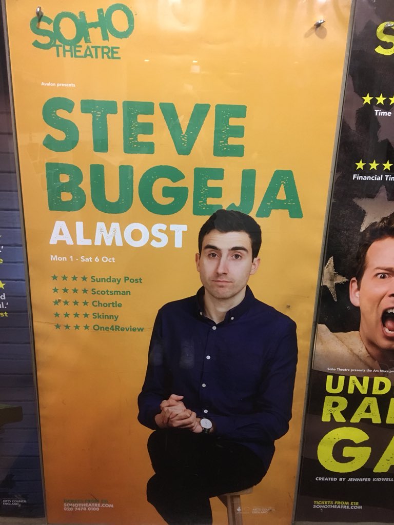 Our good friend <a href="/SteveBugeja/">Steve Bugeja</a> has two nights left of his hilarious show ‘Almost’ at <a href="/sohotheatre/">Soho Theatre</a> tonight and tomorrow at 10pm, It’s a must see!!!