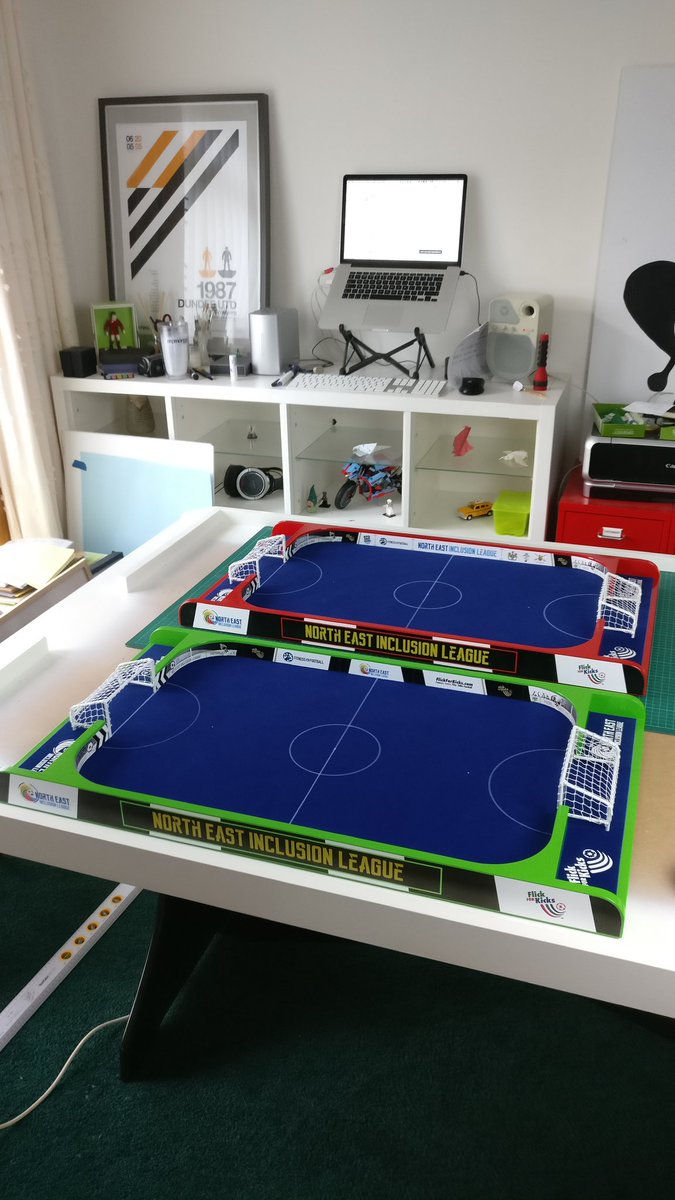flickforkicks's tweet photo. Been a busy week time here... Back-dating a little - Pics of shiny new #5aside custom arenas we'd just finished making, for the North East Inclusion League, in Newcastle.
#socialinclusion #subbuteo #flickforkicks #football #playfacetoface #humancontact #shakehands https://t.co/yYIlfmfirI