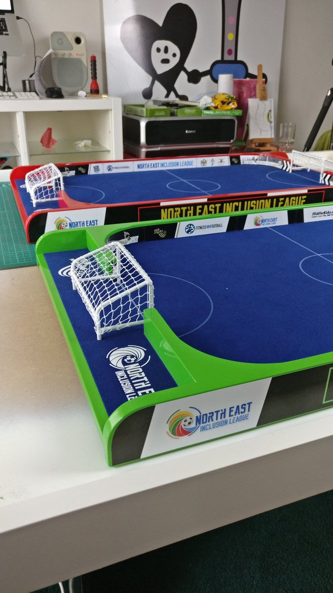flickforkicks's tweet photo. Been a busy week time here... Back-dating a little - Pics of shiny new #5aside custom arenas we'd just finished making, for the North East Inclusion League, in Newcastle.
#socialinclusion #subbuteo #flickforkicks #football #playfacetoface #humancontact #shakehands https://t.co/yYIlfmfirI