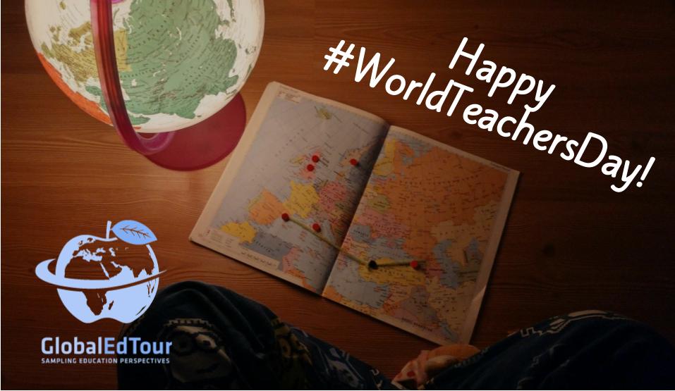 GlobalEdTour's tweet image. It's #WorldTeachersDay! Celebrate by learning from educators around the world! Join us on a #GlobalEdTour! bit.ly/globaledtour #onted #bcedchat #GlobalEdChat #edtechchat #edtechpodfest #edtechpodcast