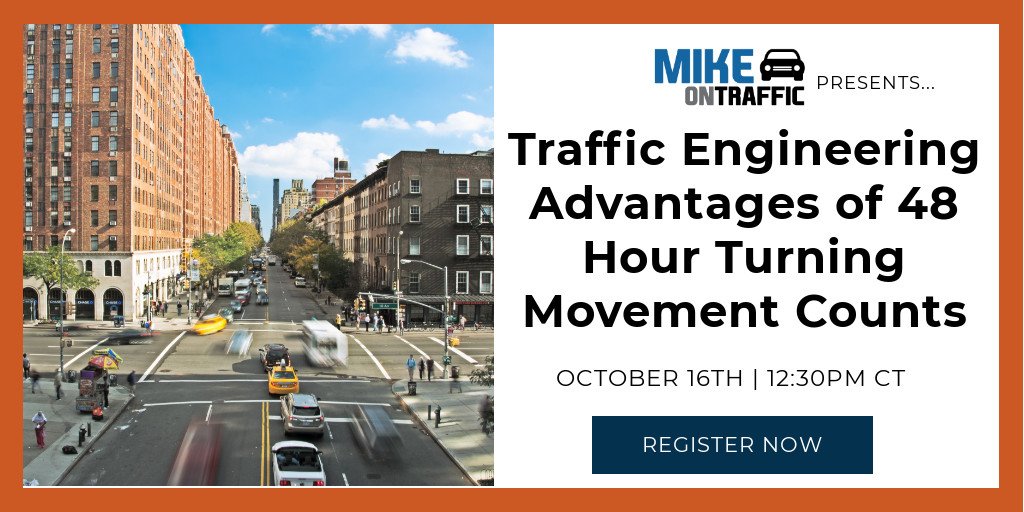 MikeOnTraffic's tweet photo. [FREE WEBINAR] Join us on October 16th for a FREE webinar as we discuss our journey from peak hour to 13-hour to full 48-hour turning movement counts #trafficcornertuesday https://t.co/RpkwSbwraU https://t.co/UyZZ6ouqJe