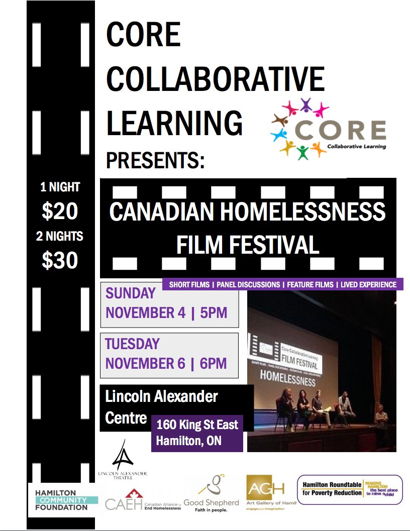 The very first Canadian Homelessness Film Festival is happening in Hamilton November 4th &amp; 6th at Lincoln Alexander Centre in downtown Hamilton!