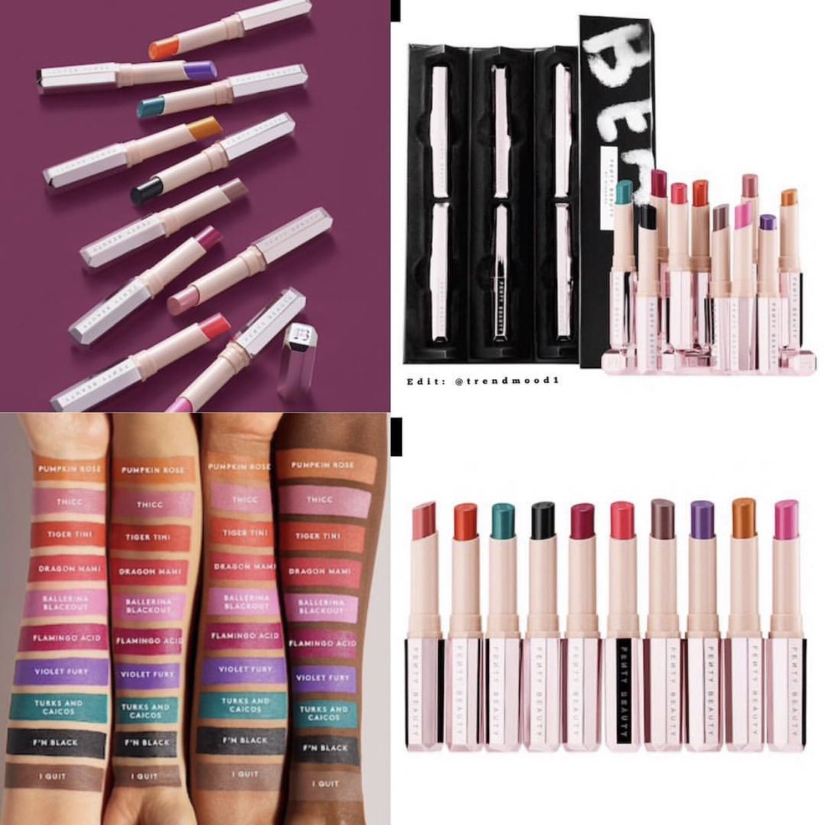 Trendmood's tweet photo. OMGGGG!!!! L👀K! At these sets!! 🙀✨🙀✨🚨Here is the FULL #Holidays2018 #Collection ✨❄️ @fentybeauty
✨includes: 
1. Mini Fairy Bomb $20 Each
2. Killawatt Foil Freestyle Highlighter Palette $54
3. Metallic Eye + Lip Crayon $39 creamy, metallic crayons for both eyes and lips https://t.co/3fnhVeu0zV