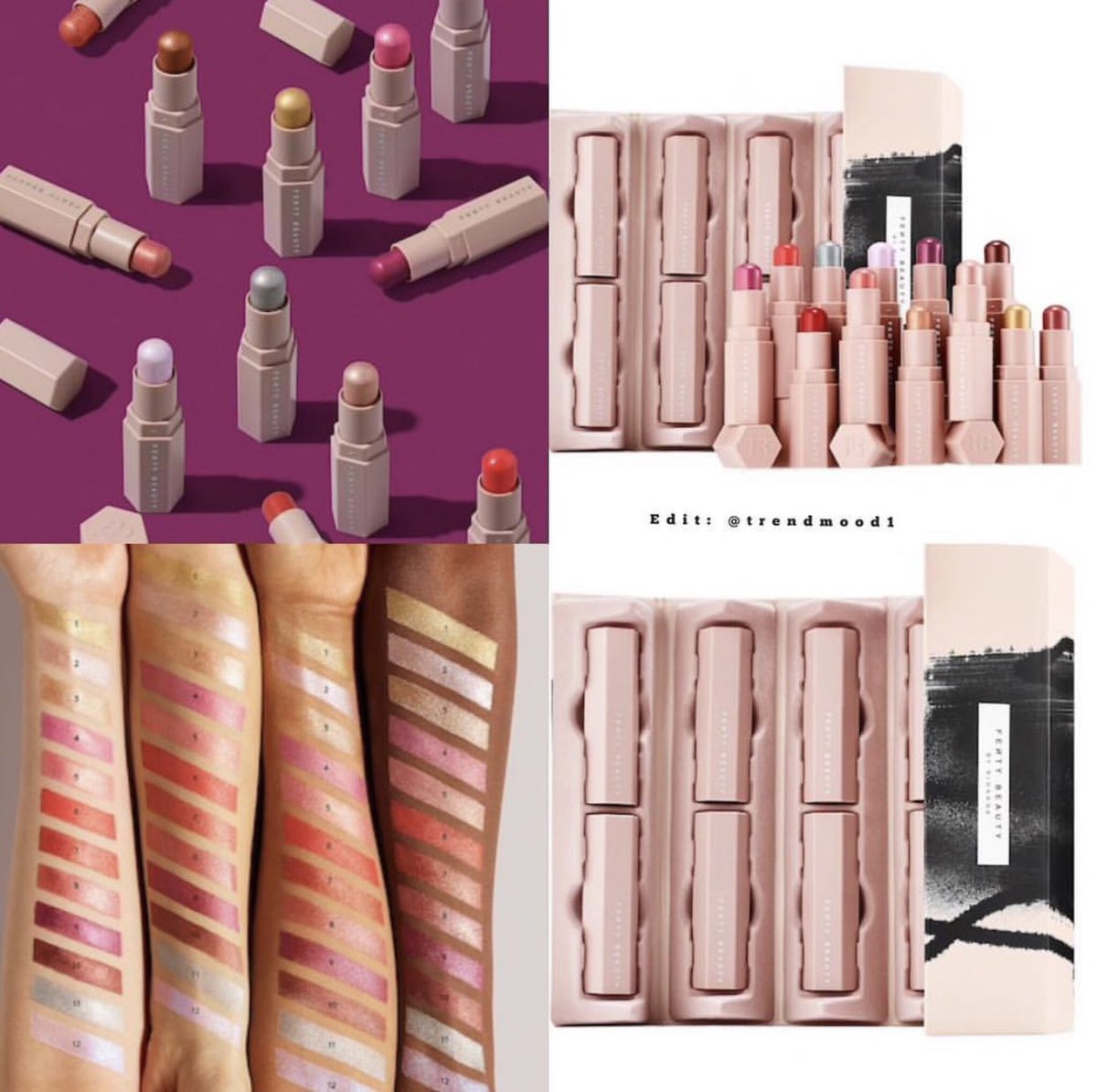 Trendmood's tweet photo. OMGGGG!!!! L👀K! At these sets!! 🙀✨🙀✨🚨Here is the FULL #Holidays2018 #Collection ✨❄️ @fentybeauty
✨includes: 
1. Mini Fairy Bomb $20 Each
2. Killawatt Foil Freestyle Highlighter Palette $54
3. Metallic Eye + Lip Crayon $39 creamy, metallic crayons for both eyes and lips https://t.co/3fnhVeu0zV