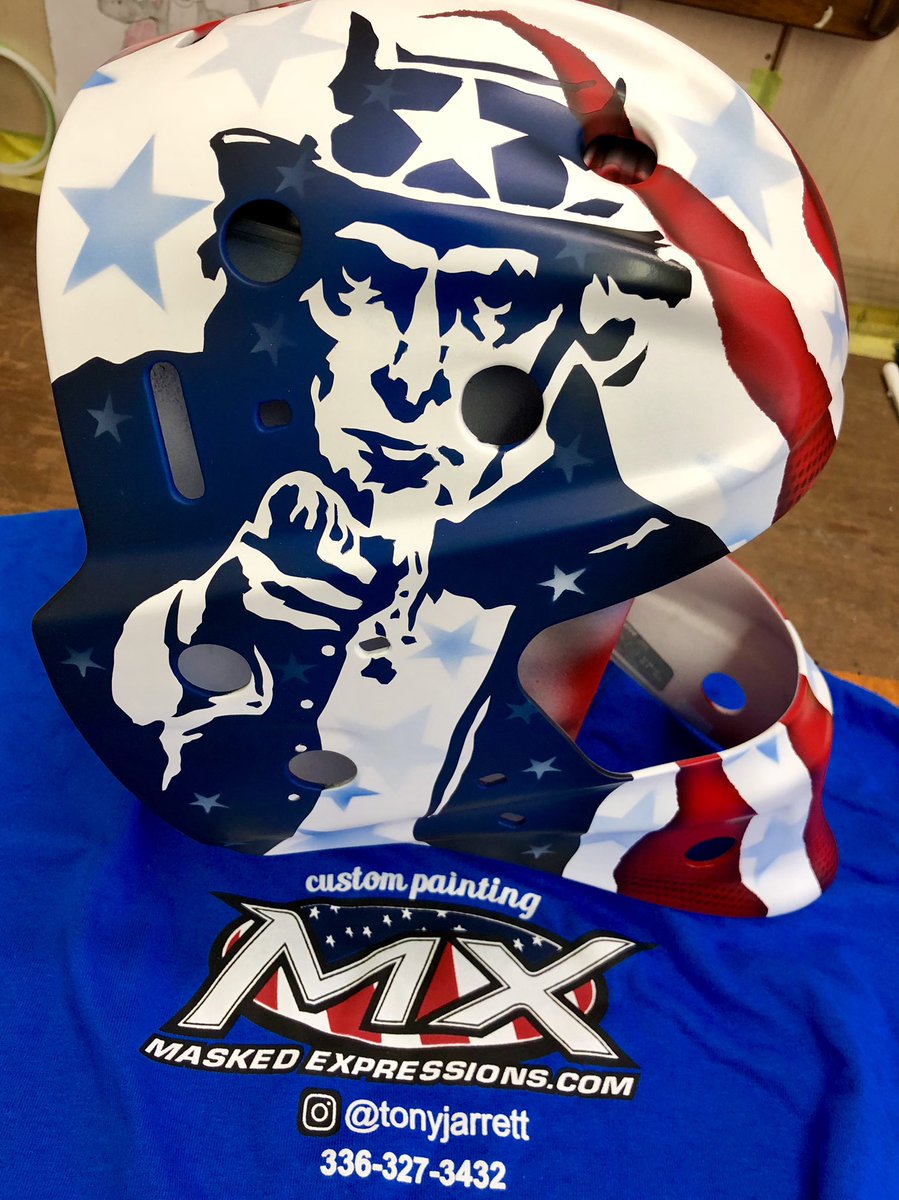 tonyjarrett67's tweet photo. Progress on a new Jr.@Capitals mask! Adding the Capitals artwork next. #customgoaliemasks #maskedexpressions #tonyjarrett https://t.co/Sgp7C9djlX