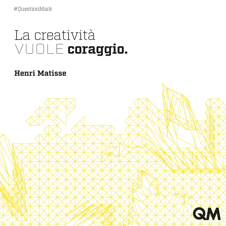 QM_QuestionMark's tweet photo. Per dare vita a nuove idee, il primo passo è non aver paura di andare oltre gli schemi 😉

#QMquotes #QuestionMark https://t.co/GEodop4ujs