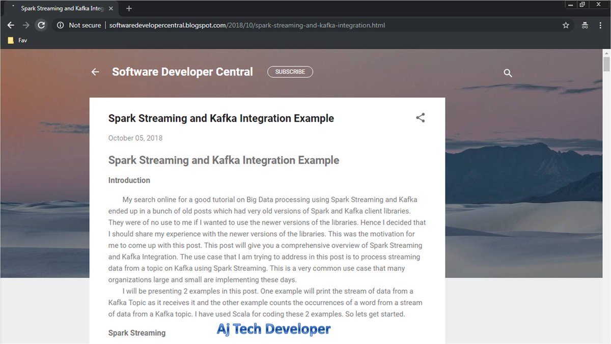 AjTechDeveloper's tweet image. Learn #BigDataProcessing using #SparkStreaming and #ApacheKafka @apachekafka integration in simple steps at #SoftwareDeveloperCentral with end to end working code in #GitHub: softwaredevelopercentral.blogspot.com/2018/10/spark-…