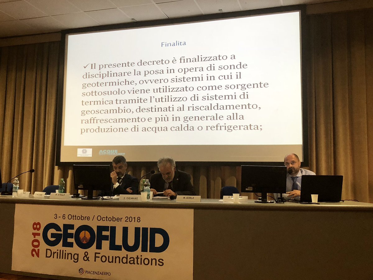 cngeologi's tweet photo. #Geofluid2018 Il coordinatore della Commissione #Geotermia del #CNG Tommaso Mascetti: La Piattaforma geotermica del CNG è finalizzata all’entrata in vigore del decreto Posa Sonde e quando avverrà il CNG lo diffonderà grazie all’aiuto degli ordini regionali https://t.co/uv4hAEhRT2