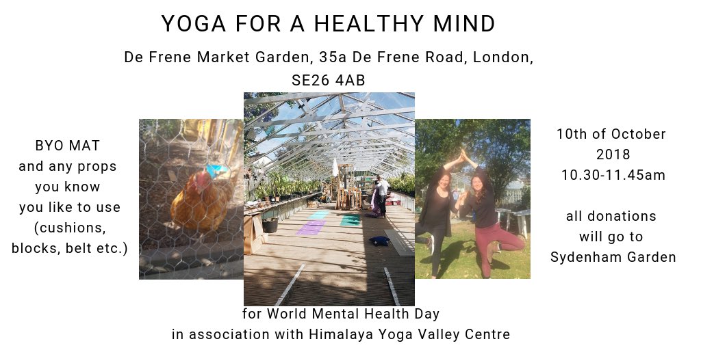 tanyafairt's tweet photo. I'm running a donation based yoga class for World Mental Health Day in aid of @SydenhamGarden next Wednesday at De Frene Market Garden. Hope to see you there! #WorldMentalHealthDay #yogaforahealthymind #yogaformentalhealth #communityyogaclass #Sydenham #sydenhamgarden https://t.co/46FkihVud1