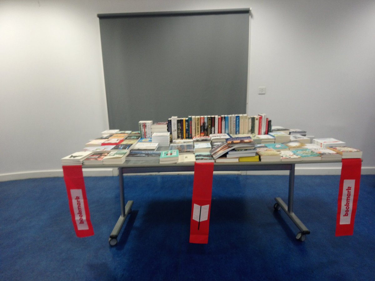 bookmarkblair's tweet photo. Bookshop looking fantastic with lots of great reads to purchase. @Wstones_Perth #Bookmark18 #PaintItRed https://t.co/6xFxRlLF6T