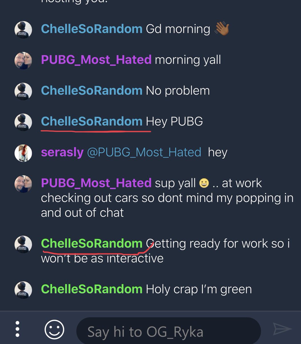 ChelleSoRandom's tweet photo. No matter what I do I instantly turn green on a daily basis. I’m officially Mod Cursed. I need to make a command for that one on @MixerStreaming #mixermod #modhype #EverythingITouchTurnsGreen https://t.co/ELV7NZJICu