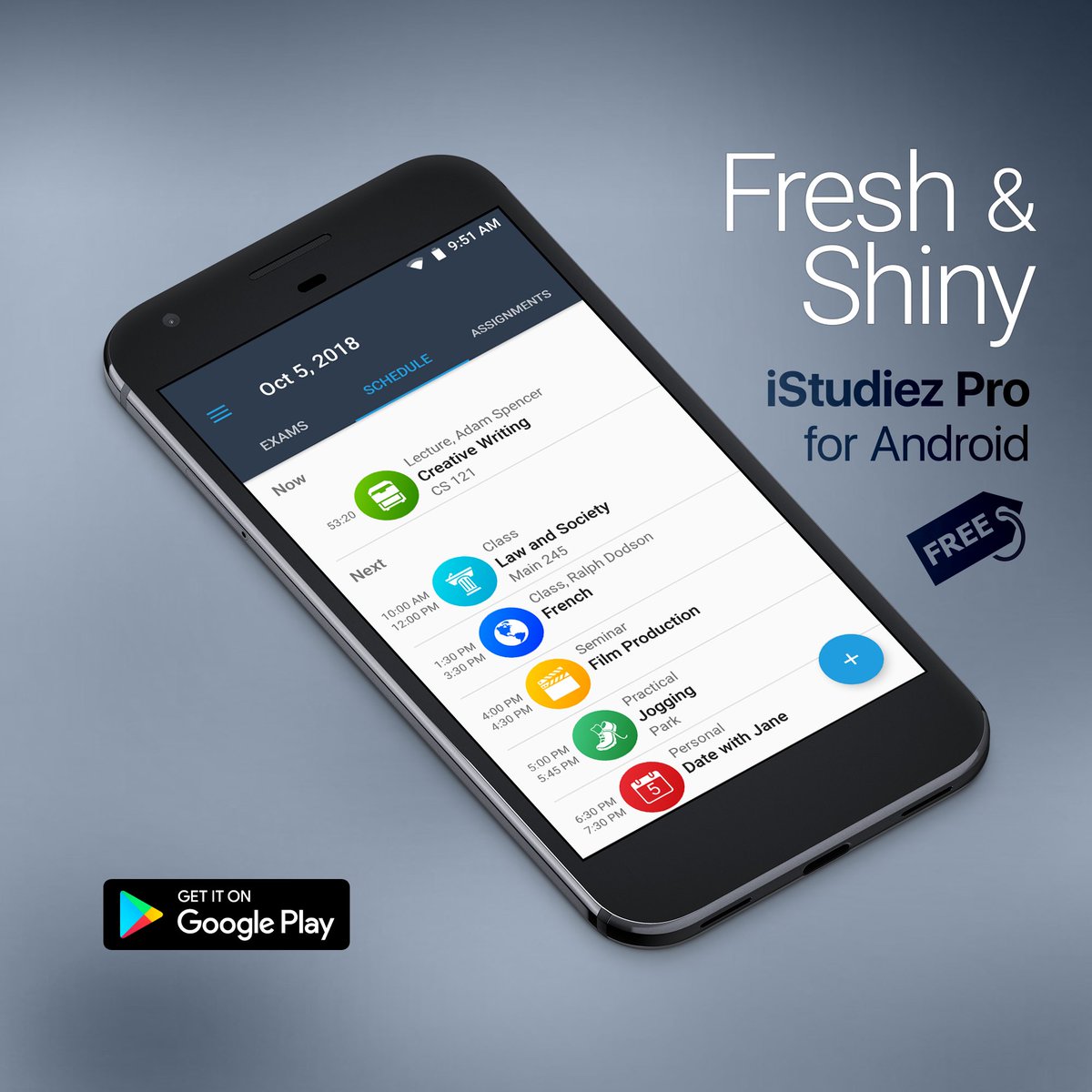 MEET THE NEW UPDATE FOR ANDROID!

The biggest news is that the Android version of the app becomes FREE. The only paid option is the Cloud Sync service with the related features (like Schedule Sharing).

More details in our blog: bit.ly/2IDrur4 #Android #studentsuccess