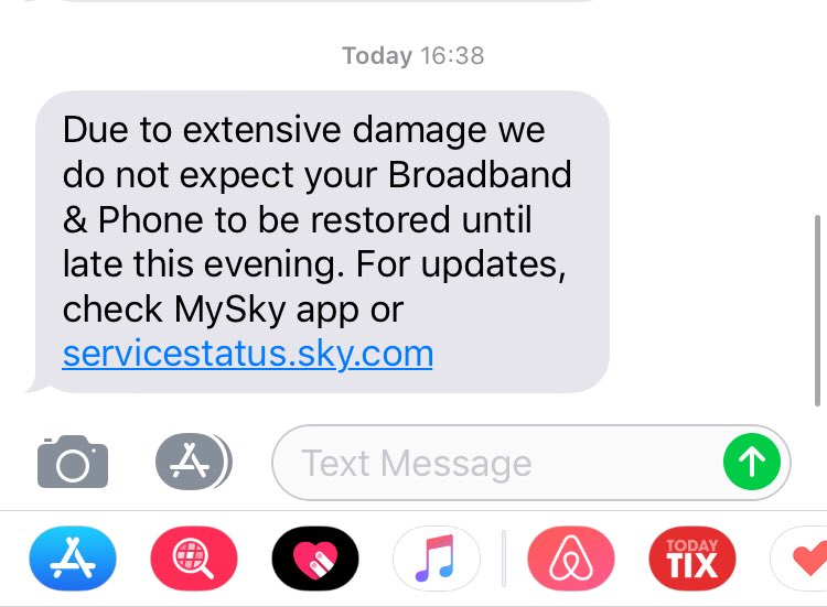 BoomerHalliday's tweet photo. Latest update @SkyUK  - sort it out. I’m having to use 4g which is costing me. https://t.co/apvhnnuEyU