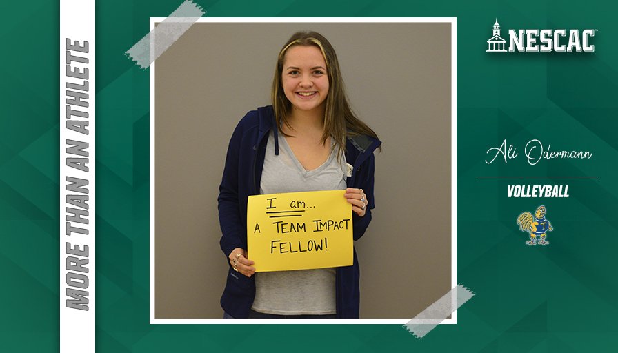 NESCAC's tweet photo. All week we are celebrating how #NESCAC student-athletes are #MoreThanAnAthlete. Ali Odermann of @BantamSports is @GoTeamIMPACT fellow! #NCAAInclusion #BeyondALabel https://t.co/QNPqlOMCLh
