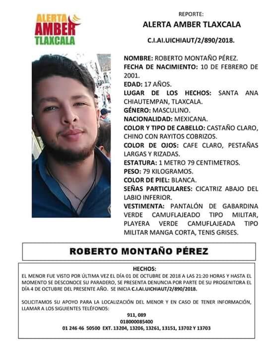 Agradezco compartir. #AlertaAmber #Tlaxcala