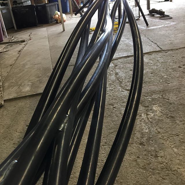 FloralArtBuff's tweet photo. Sneak peak. This is one of the uprights we’re building for a chuppah. We’re free bending 1” tubes so they look like vines. #chuppah #chuppahinspiration #metalwork #metalart #weddinginspiration #weddingarbor #buffalo #tuberoller https://t.co/AxV7n7Shjg https://t.co/cmWNsGYKeO