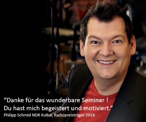 Von führenden Radiopreisträgern empfohlen! Nächste Termine in Düsseldorf und München für unser "Exzellenz-Workshops": wormsmediapartner.de