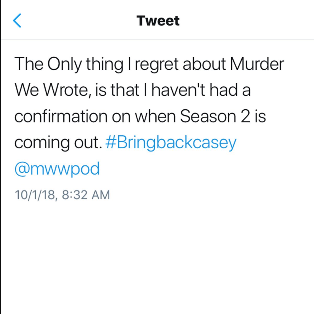 Oh yes! Can we please make #bringbackcasey a thing?  #murderwewrote #podcast #faketruecrime #truecrime