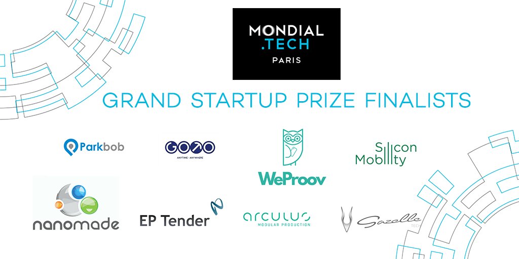 The Grand Startup Prize will start soon! Tune in at 18:30 to listen to our finalists pitches ➡️ bit.ly/2BXDgLG

The finalists are: @parkbobrocks, GoTo, <a href="/WeProov/">WeProov</a>, <a href="/SiMobility/">Silicon Mobility</a>, <a href="/NanomadeConcept/">Nanomade</a>, <a href="/EP_Tender/">Jean-Baptiste Segard</a>, @arculus_GmbH and <a href="/gazelle/">gazelle.com</a>.

#MondialTech #MondialAuto