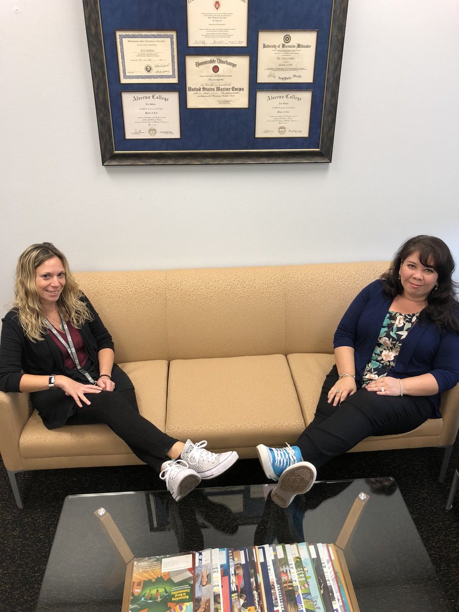 RacineUnified's tweet photo. Uh oh 😮 When the boss is away the Chucks will play! Hey @dregallien they're looking pretty comfortable on your office couch rocking some pretty cool shoes! #SuptChuckFriday https://t.co/iFDKV0oC7W