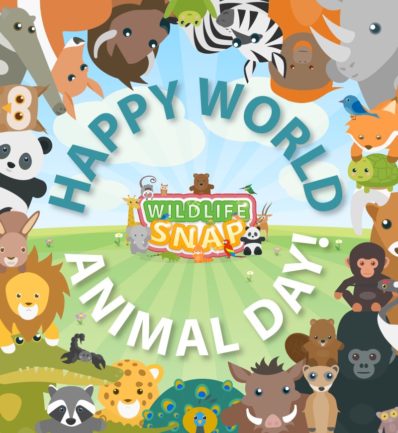 WildlifeSnap's tweet photo. It’s #WorldAnimalDay! Wild or domestic, we love them all.  🐘🐒🐢🦏🦁🐯🐶🐱🐭🐦🦊🕷️🐑🦃🦉🐇🐿️🦔 #awareness #indiegame #gamedev #iosdev #SnapThemAll https://t.co/H0MjY1c1SI