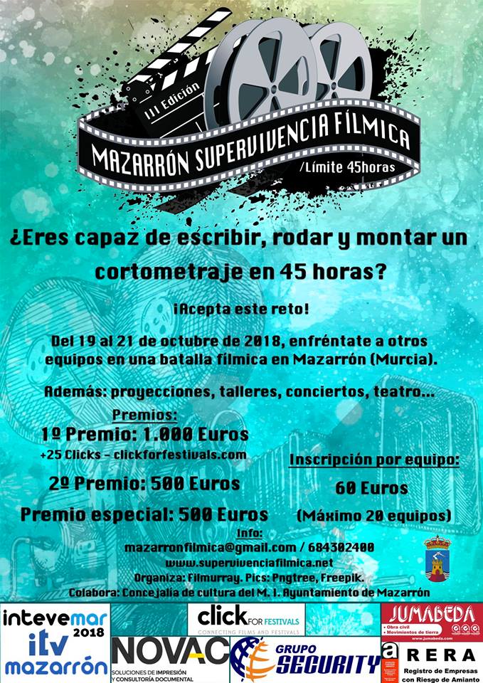 Festival de cortos con 2000€ en premios! Ayúdanos, Retweet!     #cortometraje #festivalcine #festivalcortometrajes #shortfilm #shortfilms #corto #supervivenciafilmica #mazarron #mazarrón #puertomazarron #concursocine #cine #filmcrew #murcia #festival #tallercine #cinematografia