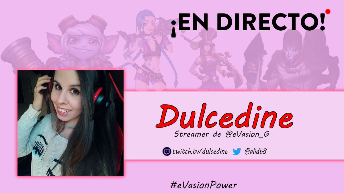 eVasion_G's tweet photo. #Stream
Vuelve a las andadas nuestra streamer @alidb8 con un nuevo directo de LoL.
¡Vamos a saludarla y a divertirnos con su stream!
📺 https://t.co/I81clI2ny7
#eVasionPower https://t.co/1eaSfBMdbk