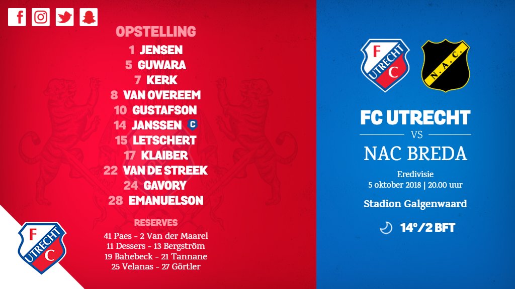 FC Utrecht on Twitter: "📋 Jazeker, de namen en rugnummers van #