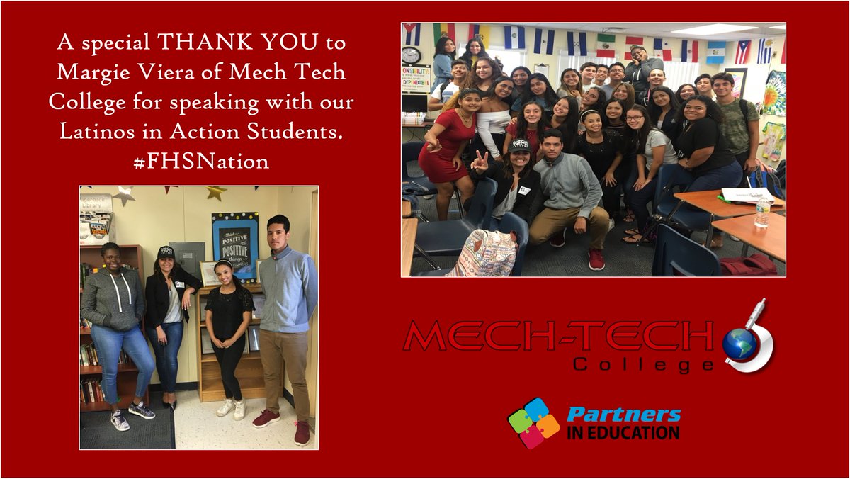 OCPS_FreedomHS's tweet photo. A Special Thank You to Margie Viera of Mech Tech College @MECHTECHPR for speaking with our Latinos in Action Students #FHSNation #partnersineducation https://t.co/SdgUP89CG8