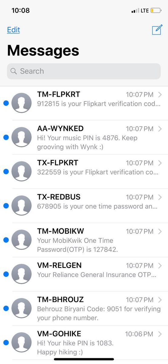HarryAnirudh's tweet image. Has anyone experienced something like this? Multiple OTP's from apps I don't use. All at the same time. Non stop #iPhoneX #OTP #phonetrouble