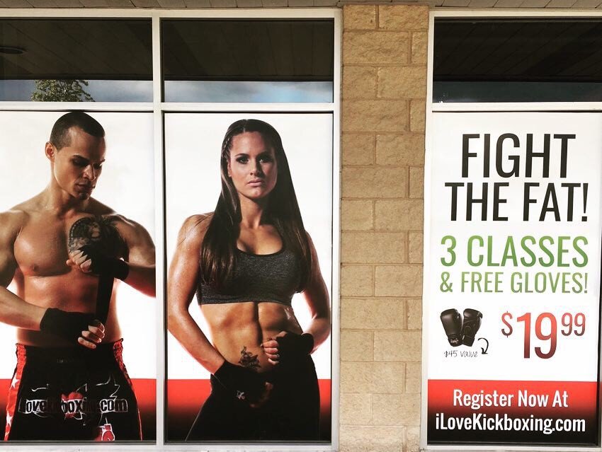 Window clings installed for <a href="/Ilovekickboxing/">iLoveKickboxing</a> Burlington. Congrats on your new location. Get noticed! 👊
speedproburloak.com