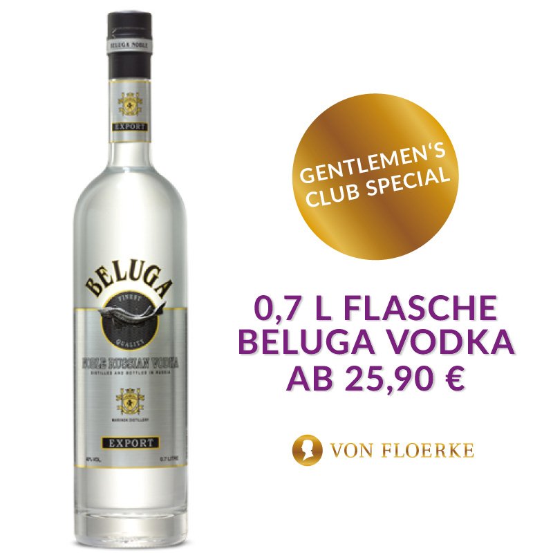 JETZT NEU: Als Special der Woche bieten wir neben gutem Stil auch etwas zum Zuprosten an: Dank unserer exklusiven Kooperation mit BELUGA Vodka können wir euch ein besonderes Angebot präsentieren. Nur solange der Vorrat reicht.
