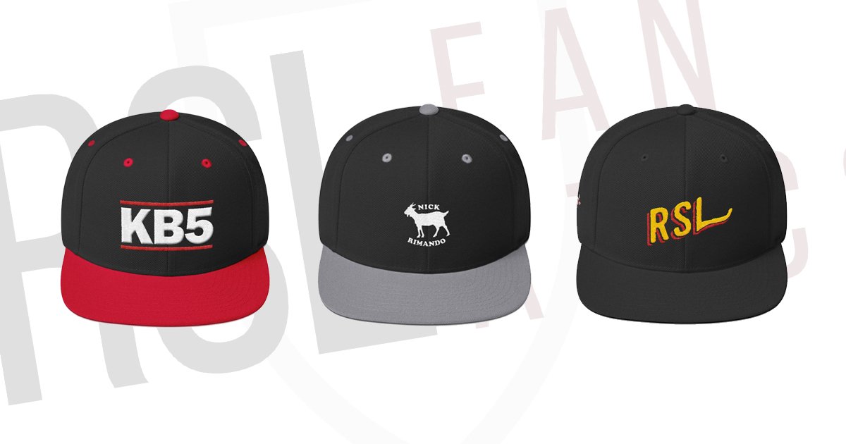 RSLFanatics's tweet photo. Brand spankin' new #RSL #snapback #hats are now available! Grab one of these 3 designs and get free shipping with discount code HATSOFF. Code expires 10/13. Get 'em here ➡️ https://t.co/JIGc8KTXm5  #GOAT #KB5 #RSLDuck https://t.co/yA6BxrPM8s