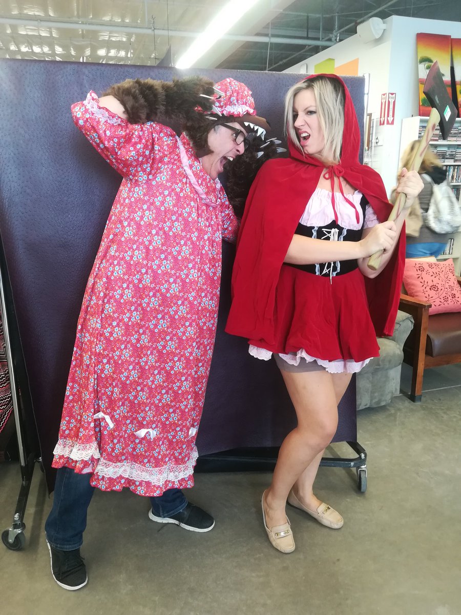 GoodwillAB's tweet photo. Thanks to Heather, Buzz and Coach from @xl103calgary for stopping by our Chinook store today for a bit of Halloween Shopping today! #yyctoday #halloweenatGoodwill https://t.co/jScbsGXqRq