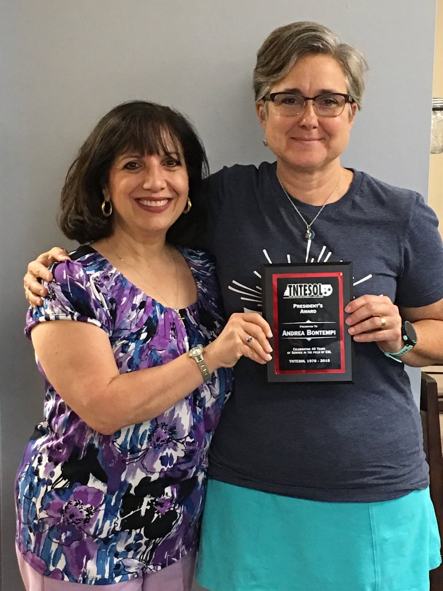 So proud of Andrea’s years of service and receipt of TNTESOL President’s Award. ⁦<a href="/CBTennyson/">Dr. C. Tennyson</a>⁩ ⁦<a href="/ABontempiA/">Andrea Bontempi</a>⁩ ⁦<a href="/TNTESOL/">TNTESOL</a>⁩