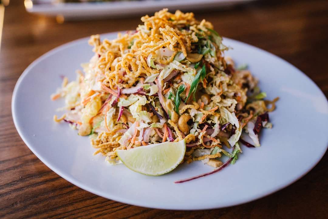 YokoChisholm's tweet photo. Sushi isn’t the only thing we do best!
 Stop in tonight and try our Miso Sesame Chicken Salad! 
Sliced chicken, shaved napa cabbage, green &amp; red onion, cashews, &amp; red curry puffed rice. #YOKC https://t.co/y8PQ3qhfrk