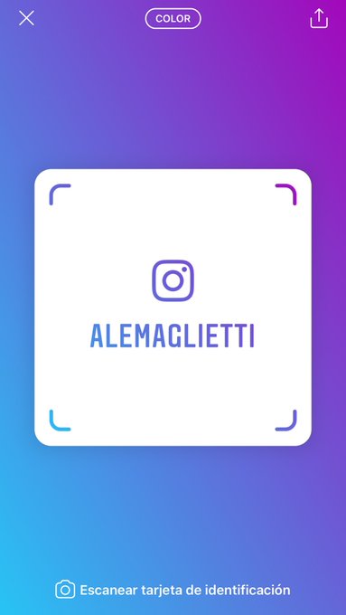 Mi tarjeta de identificación de Instagram, scaneala y me seguís https://t.co/T4Vk07c4nH