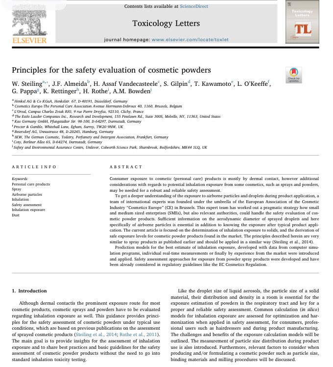 👍 research paper on safety evaluation of cosmetic powders |Published by team of industry experts| #CosmeticScience #CosmeticsSafety #Cosmetics #Toxicology #Research