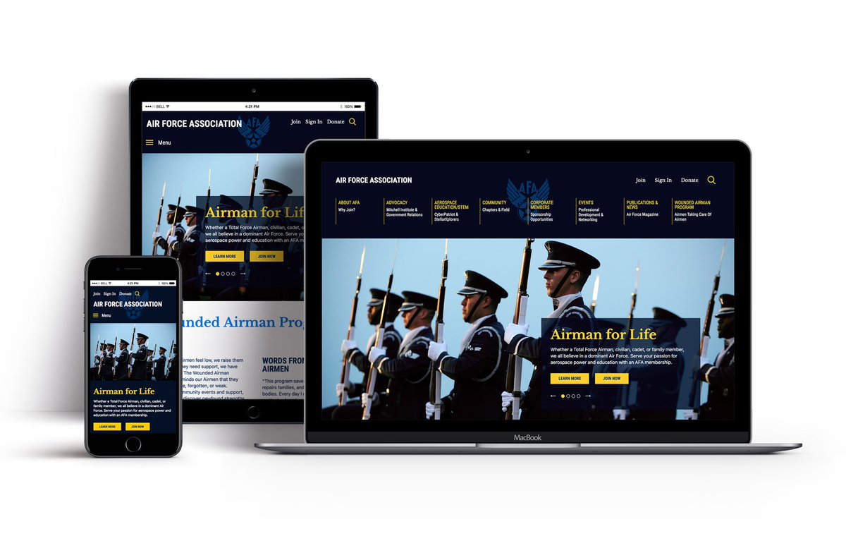 bdagencysocial's tweet image. .@AirForceAssoc&apos;s #website just got a new look! Curious about the makeover? bit.ly/2NmV4Sp #webredesign #creativedc #designspiration #acreativedc