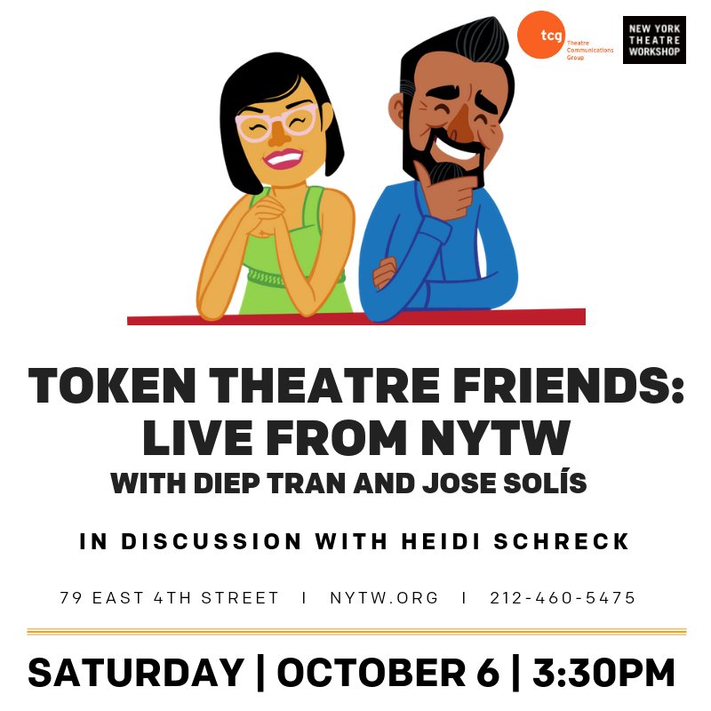 TokenTFriends's tweet photo. Reminder, tomorrow at 3:30, we're interviewing playwright Heidi Schreck on the stages of @NYTW79? Use code TTF for 20% Oct. 6 tickets to Heidi's play WHAT THE CONSTITUTION MEANS TO ME https://t.co/le9c5oHj1U