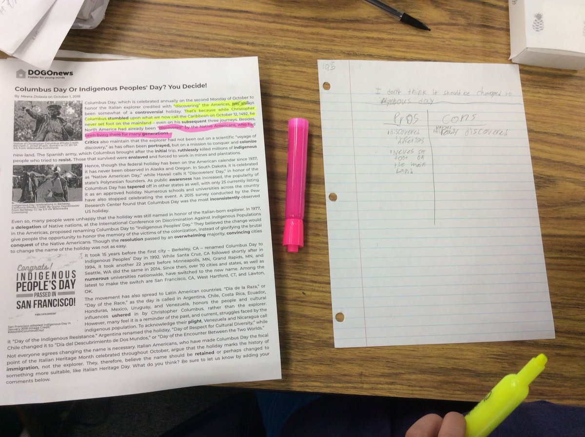 room19pandas's tweet image. Applying what we learned about educated debates in Readers to real life issues: Indigenous Peoples’ Day vs. Columbus Day...which should it be?