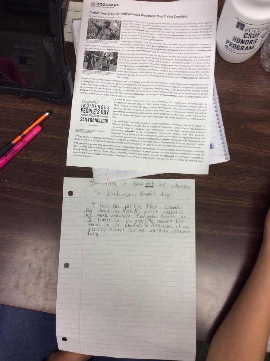 room19pandas's tweet image. Applying what we learned about educated debates in Readers to real life issues: Indigenous Peoples’ Day vs. Columbus Day...which should it be?