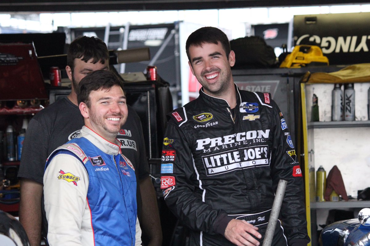 All smiles here at the Monster Mile with @TimmyHillRacer and #TeamFinchum @ChadFinchum! @MBMMotorsports