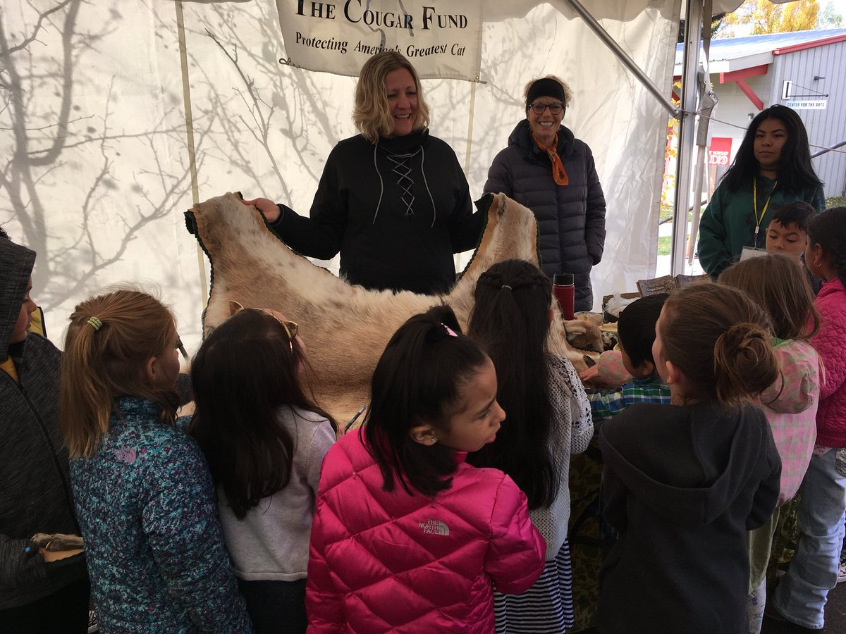 AHolstedt's tweet photo. #mmeslobos experienced immersive science at the Center for the Arts WILD Fest. Learned about #mountainlion pelts, #recycling, #visiblelight, & #elephanttoothpaste #adventuresinteaching https://t.co/QG7VTvlqSp