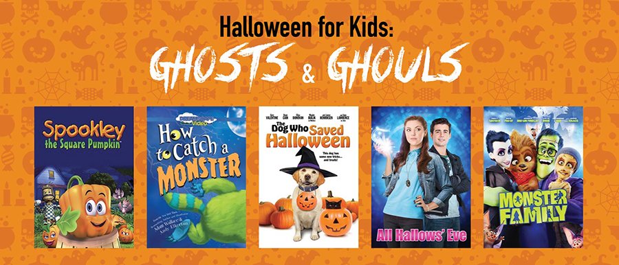 a banner of several different kids' halloween movie posters