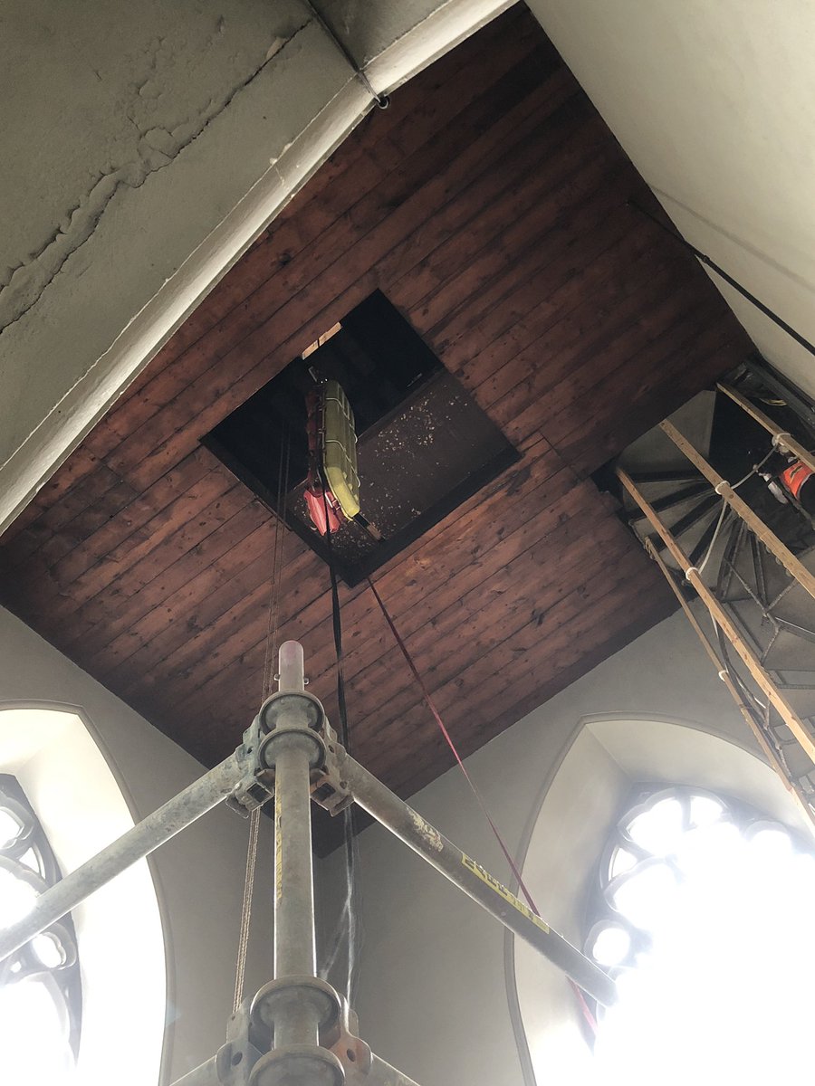 BostonFireTR's tweet image. Drill: 2 workers down down in the bell tower of the Boston Cathedral of Holy Cross